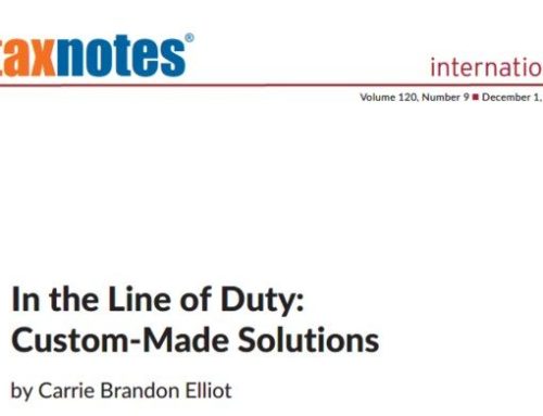 Tax Notes – In the Line of Duty: Custom Made Solutions